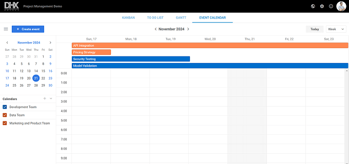 Project Management App: Event Calendar