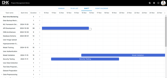 Project Management App: Gantt