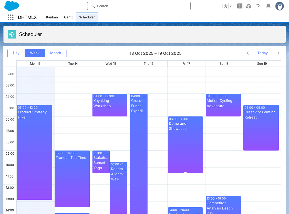 DHTMLX Scheduler Demo for Salesforce LWC