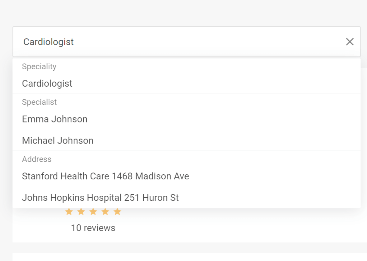 Searching by a desired specialist