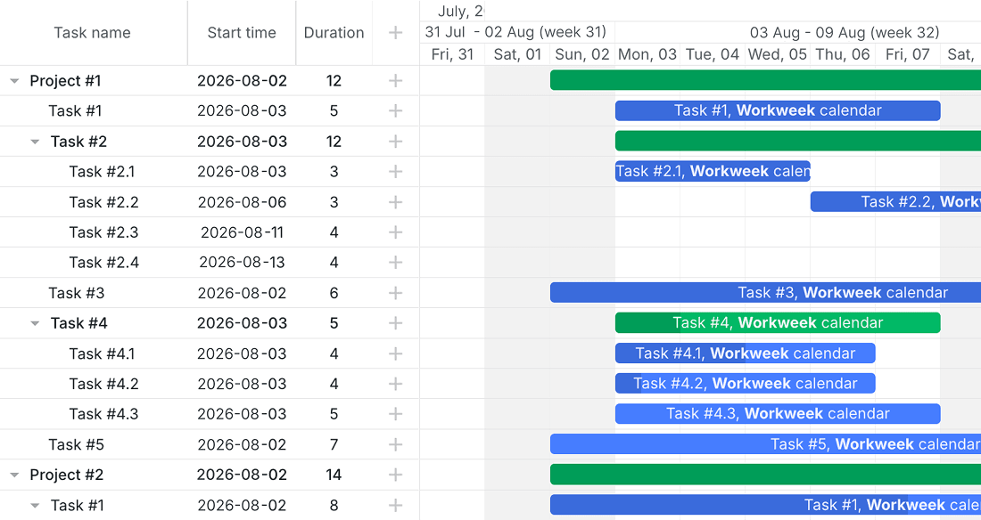 Assigning Calendars for Project and Resource