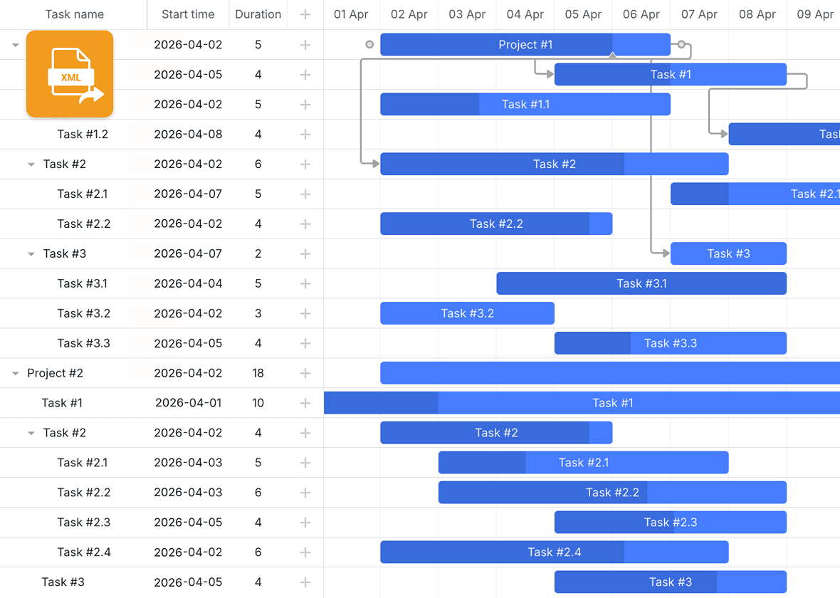 XML import and export