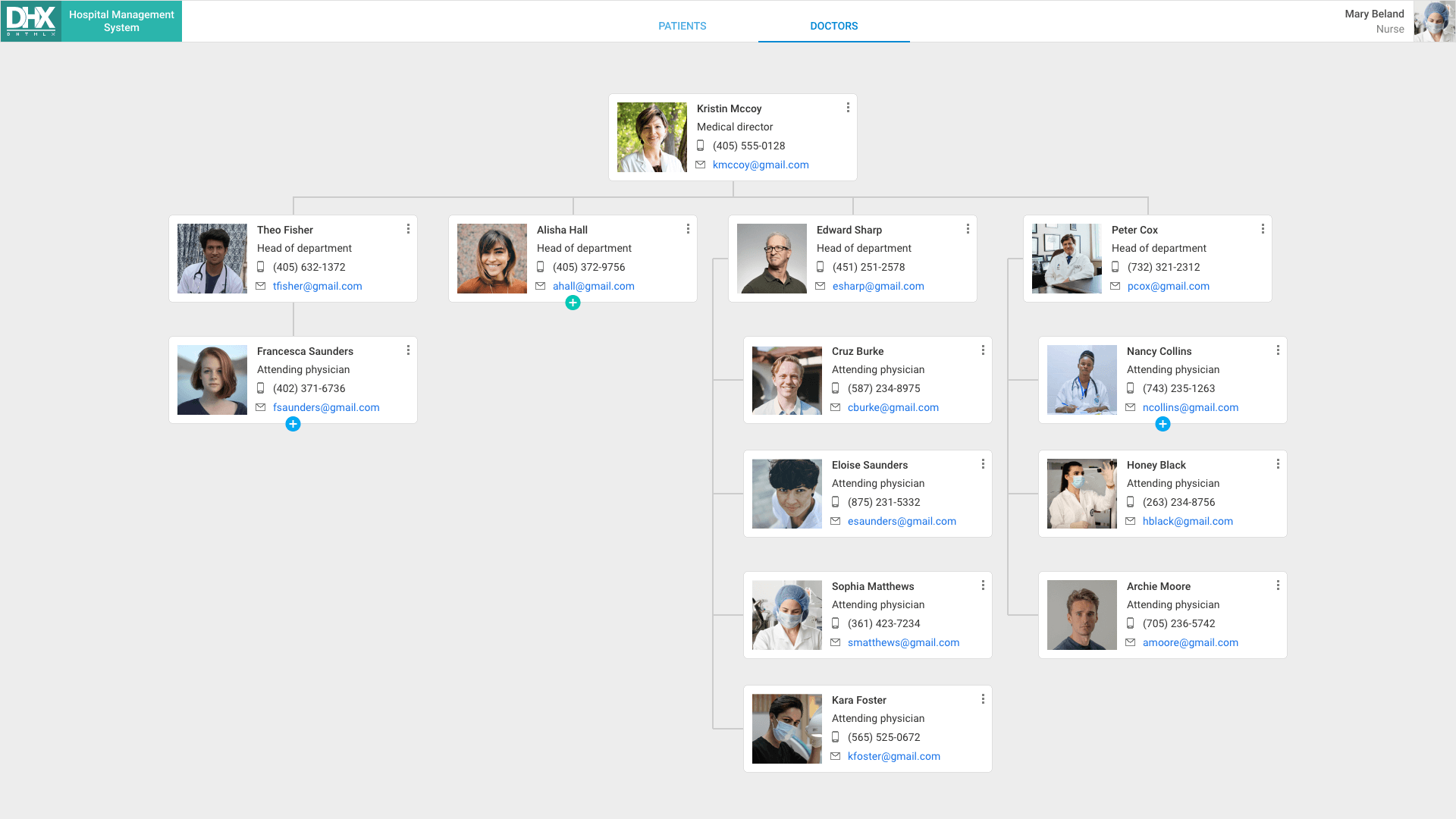 hospital management hierarchy diagram