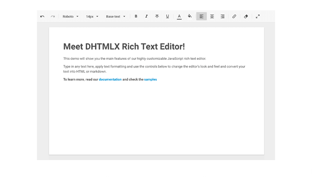 JavaScript/HTML Rich Text Editor - DHTMLX RichText