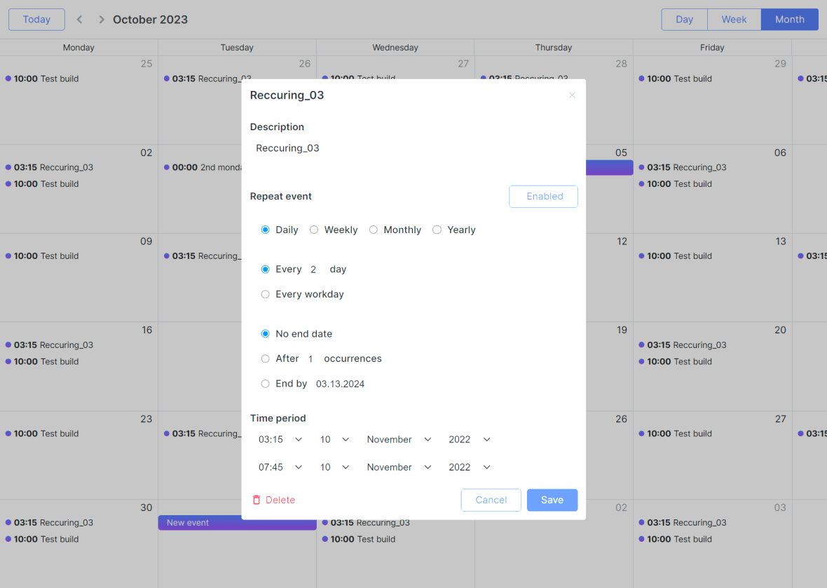 Vue JS Scheduler Calendar DHTMLX Scheduler