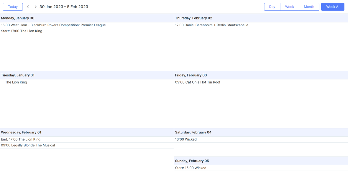 week agenda view