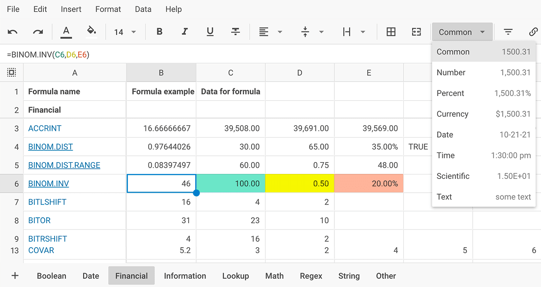 Multi-sheet workbooks with powerful formula support