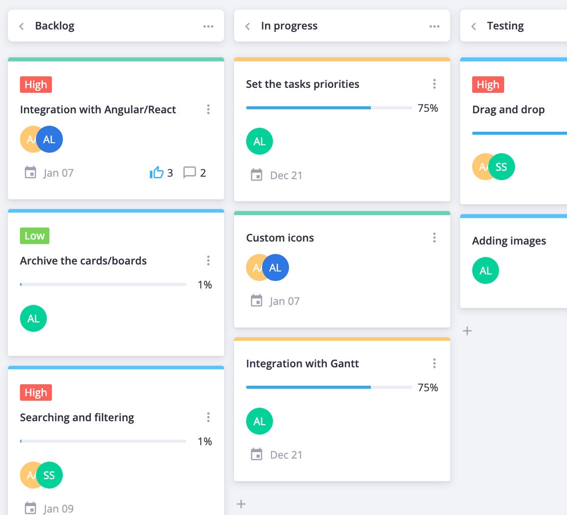 Dark Skin of DHTMLX Kanban