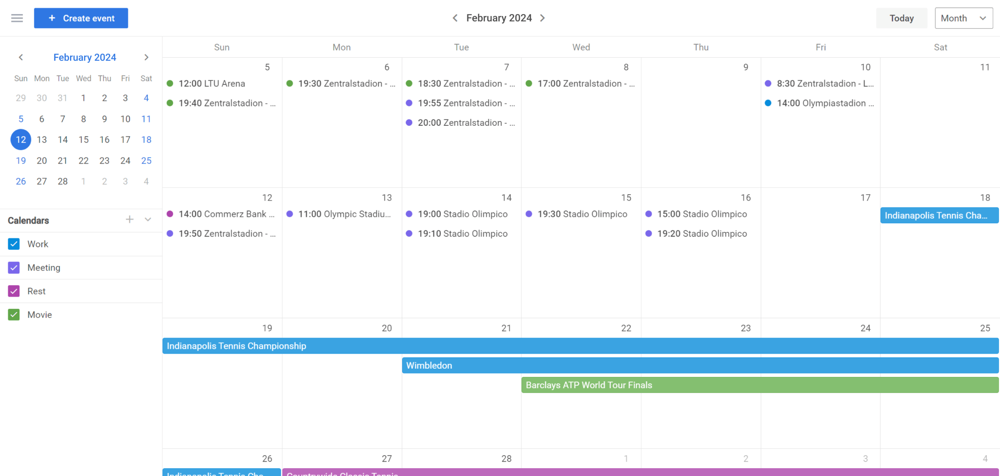 Lightweight JavaScript Event Calendar