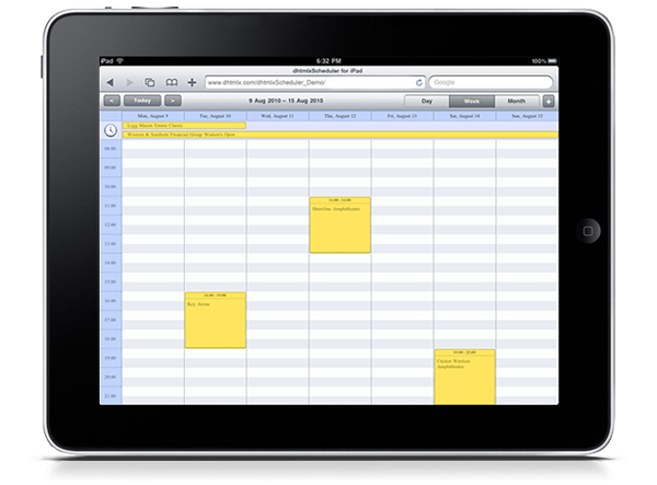 DHTMLX Scheduler Demo for iPad